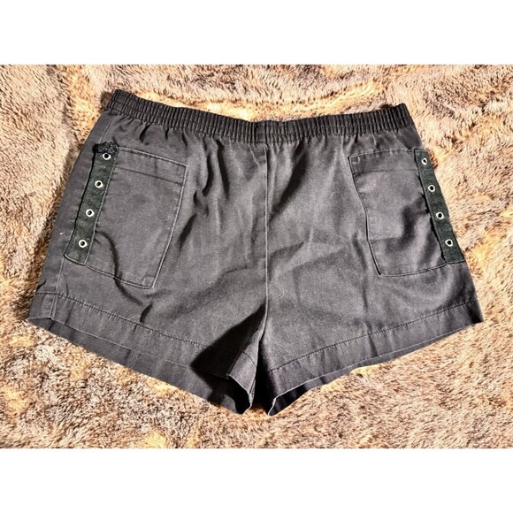 Justin Allen Vintage Black Lightweight Elastic Waist High Rise Shorts M pockets - Picture 1 of 7